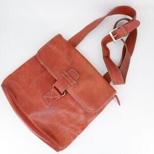 Vintage I Medici Crossbody Messenger Handbag M Burnt Sienna Leather Lined Adj